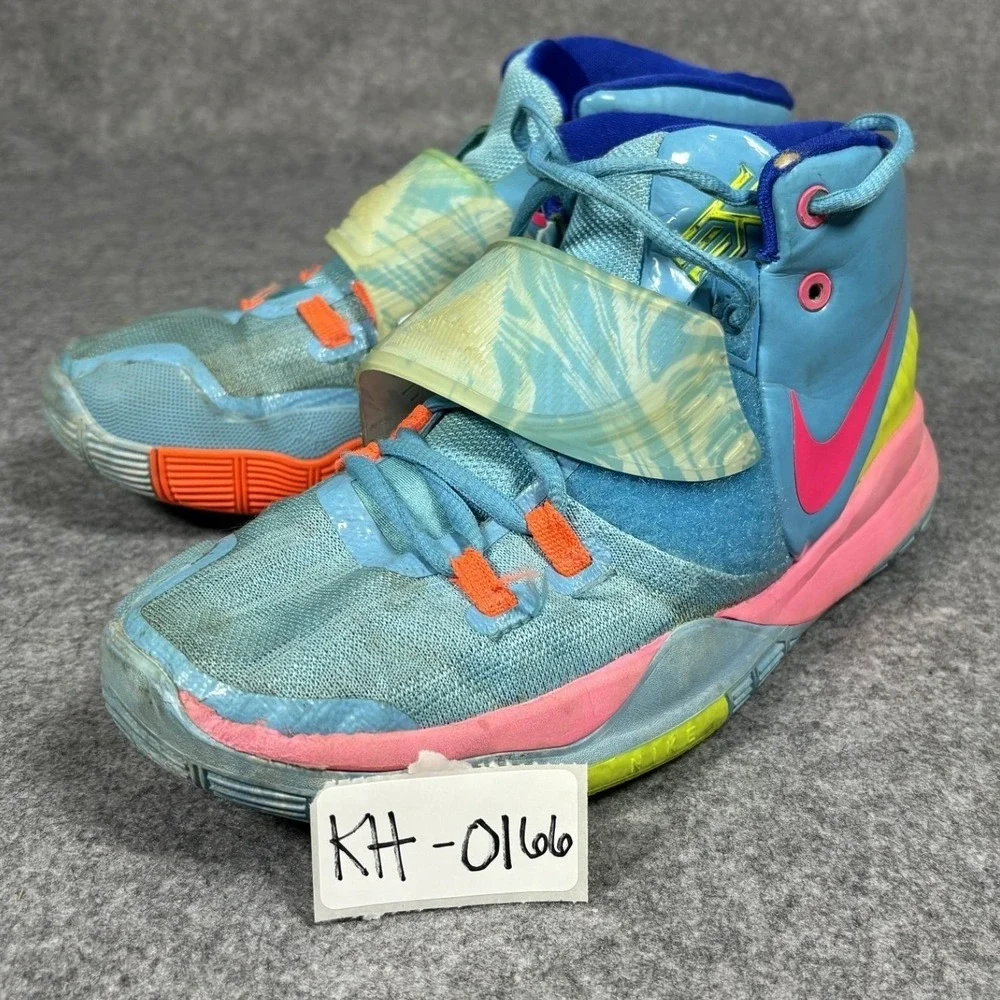 Nike‎ Kyrie 6 Heal the World Basketball Shoes 6Y Blue Pink Mid Top Sneaker